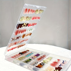Clear Plastic Nail Art Box with Lid Portable Display Storage Box
