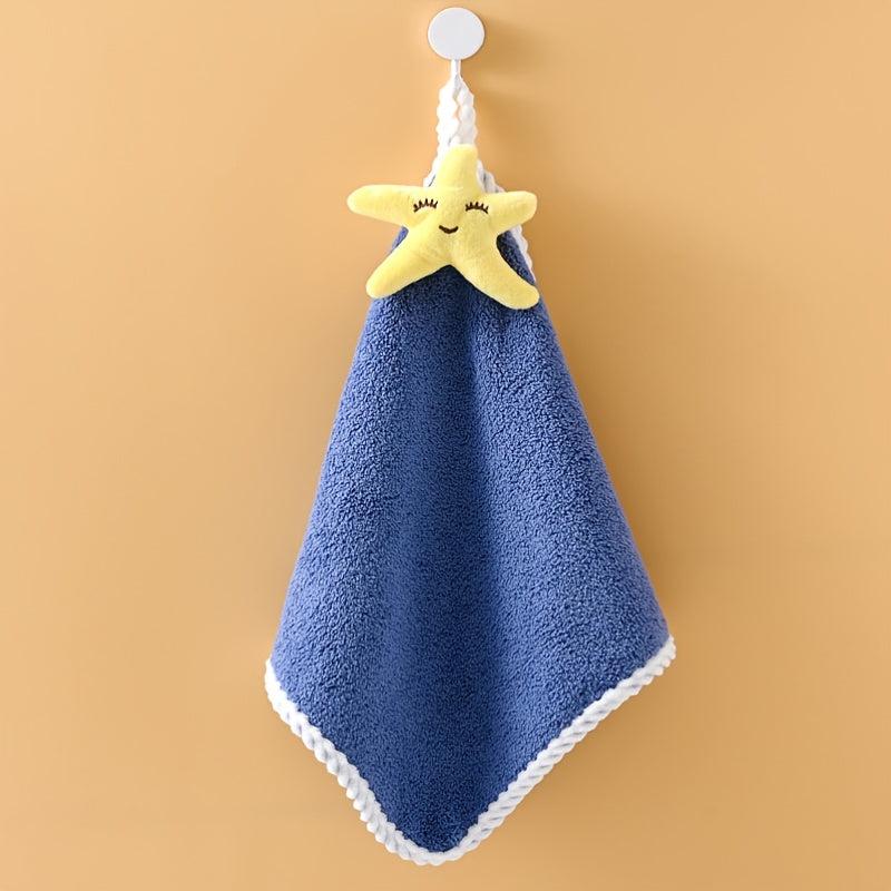 Hand Towels with Hanging Loop Absorbent Microfiber Coral Fleece Towel