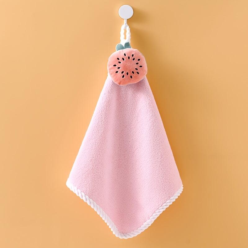 Hand Towels with Hanging Loop Absorbent Microfiber Coral Fleece Towel