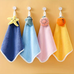 Hand Towels with Hanging Loop Absorbent Microfiber Coral Fleece Towel