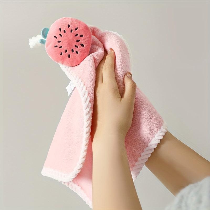 Hand Towels with Hanging Loop Absorbent Microfiber Coral Fleece Towel