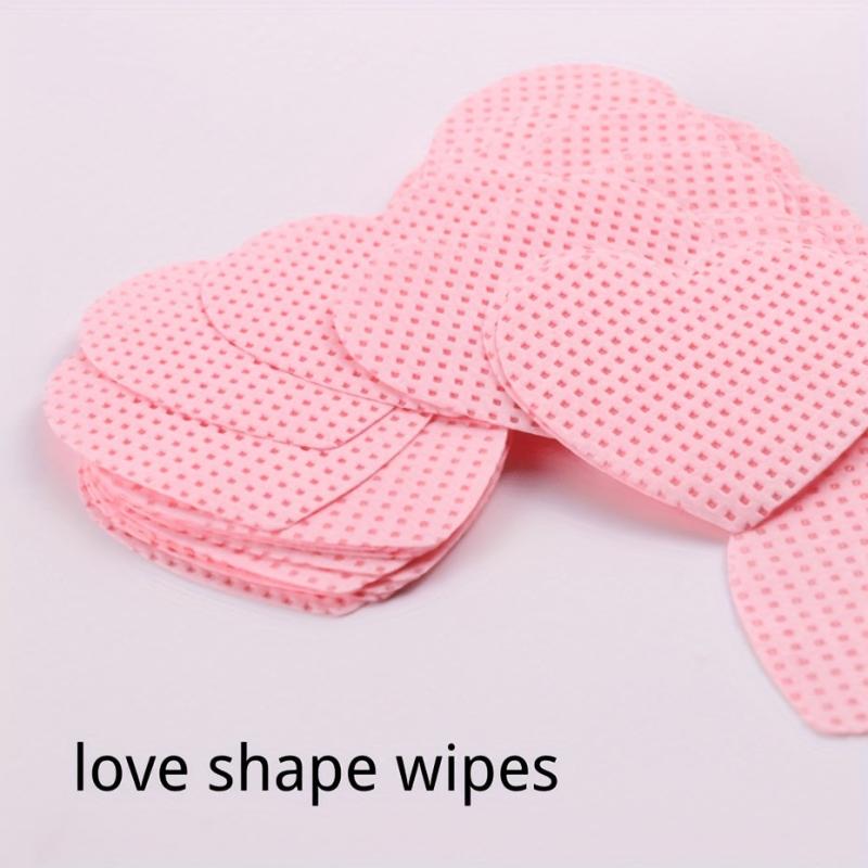 200pcs Love Shape Lint Nail Polish Remover Pads, 100% Cotton, Reusable