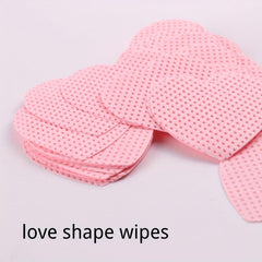 200pcs Love Shape Lint Nail Polish Remover Pads, 100% Cotton, Reusable