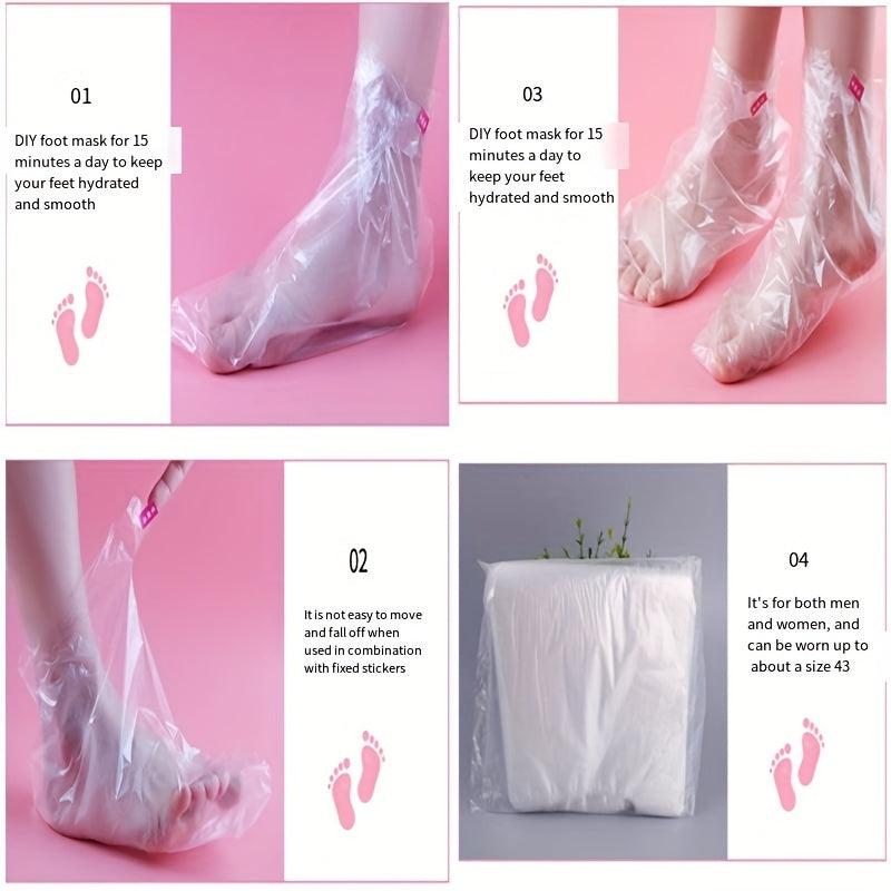 100pcs Disposable Foot Film Cover Anti Cracking Plastic Transparent Foot Cover