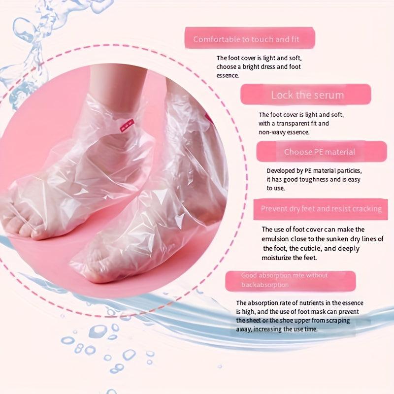 100pcs Disposable Foot Film Cover Anti Cracking Plastic Transparent Foot Cover