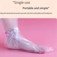 100pcs Disposable Foot Film Cover Anti Cracking Plastic Transparent Foot Cover