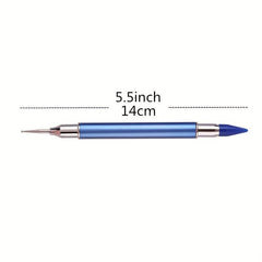 Dual Ended Nail Art Dotting Pen Set with Rhinestone Beads Studs Picker