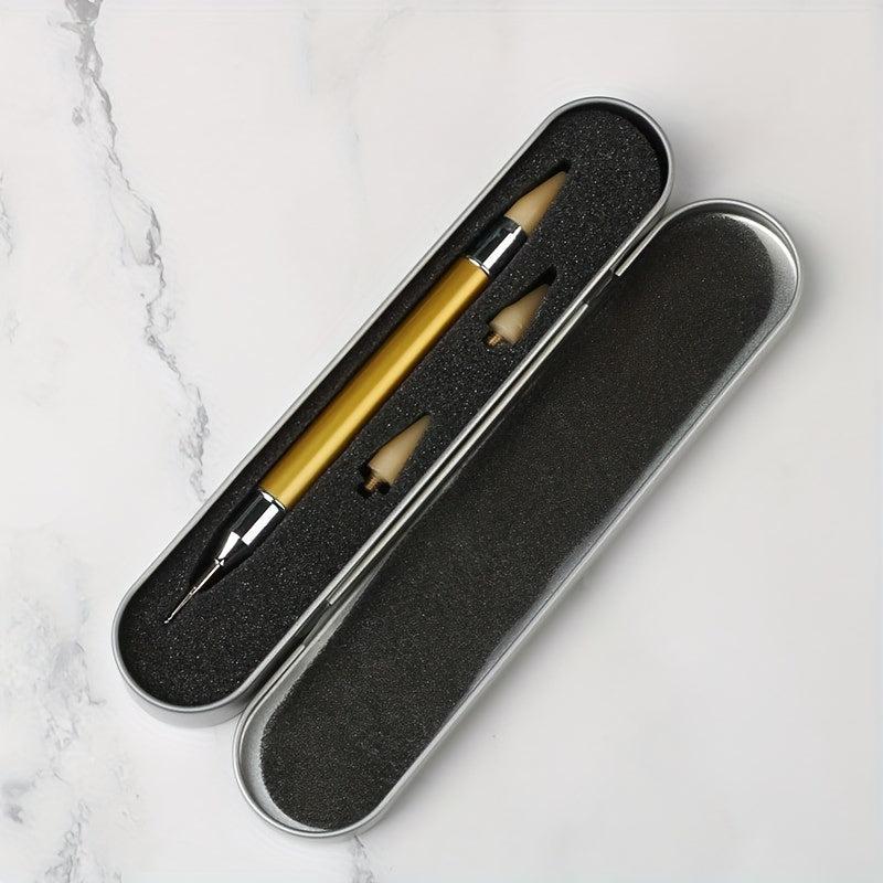 Dual Ended Nail Art Dotting Pen Set with Rhinestone Beads Studs Picker