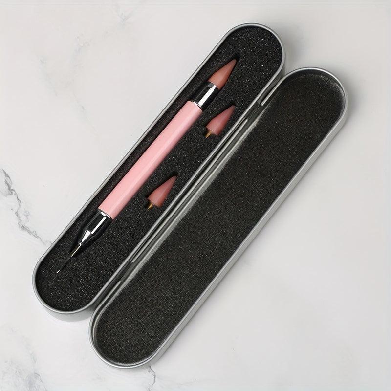 Dual Ended Nail Art Dotting Pen Set with Rhinestone Beads Studs Picker