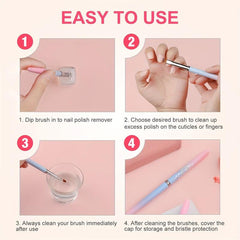 2pcs Nail Art Cleaning Brushes for Mistakes, Home and Salon Use