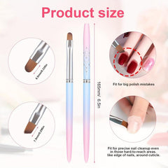 2pcs Nail Art Cleaning Brushes for Mistakes, Home and Salon Use
