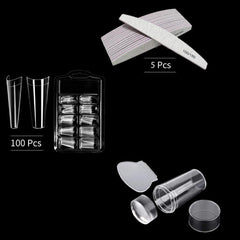 Acrylic Nail Art Set Beginner Kit with Nail File and Coffin Nail Tips