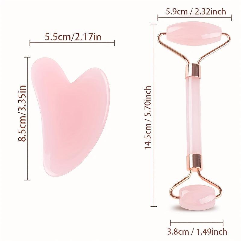 Rose Quartz Jade Roller & Gua Sha - Facial Beauty Roller & Skin Care Tools