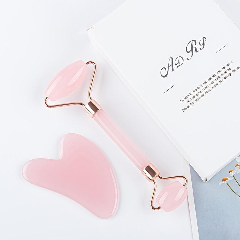 Rose Quartz Jade Roller & Gua Sha - Facial Beauty Roller & Skin Care Tools