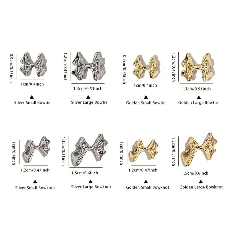 10pcs Bowknot Nail Charms Silver Bowtie for Wedding Nail DIY