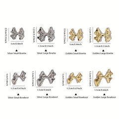 10pcs Bowknot Nail Charms Silver Bowtie for Wedding Nail DIY