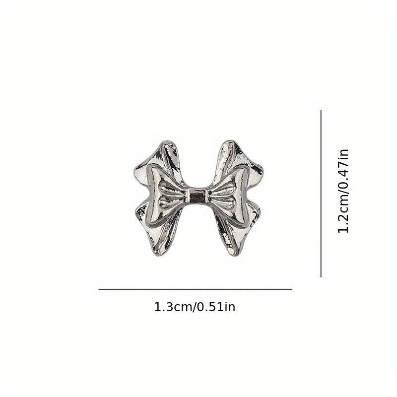 10pcs Bowknot Nail Charms Silver Bowtie for Wedding Nail DIY