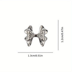 10pcs Bowknot Nail Charms Silver Bowtie for Wedding Nail DIY