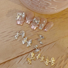 10pcs Bowknot Nail Charms Silver Bowtie for Wedding Nail DIY
