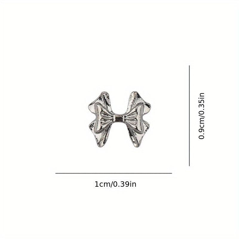 10pcs Bowknot Nail Charms Silver Bowtie for Wedding Nail DIY