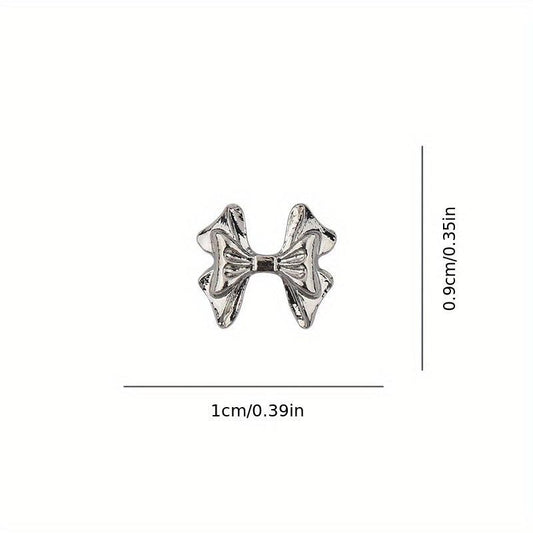10pcs Bowknot Nail Charms Silver Bowtie for Wedding Nail DIY