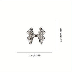 10pcs Bowknot Nail Charms Silver Bowtie for Wedding Nail DIY