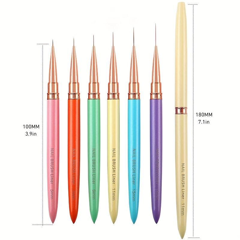 Metal Handle Nail Liner Brush Set for Nail Art Manicure