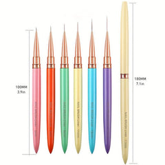 Metal Handle Nail Liner Brush Set for Nail Art Manicure
