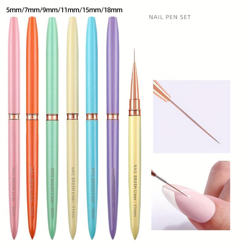 Metal Handle Nail Liner Brush Set for Nail Art Manicure