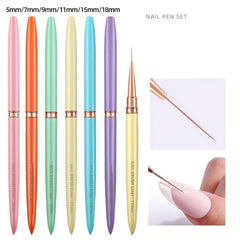 Metal Handle Nail Liner Brush Set for Nail Art Manicure