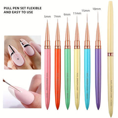 Metal Handle Nail Liner Brush Set for Nail Art Manicure
