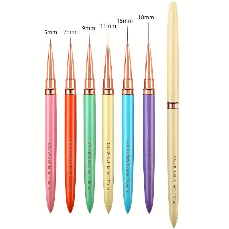 Metal Handle Nail Liner Brush Set for Nail Art Manicure