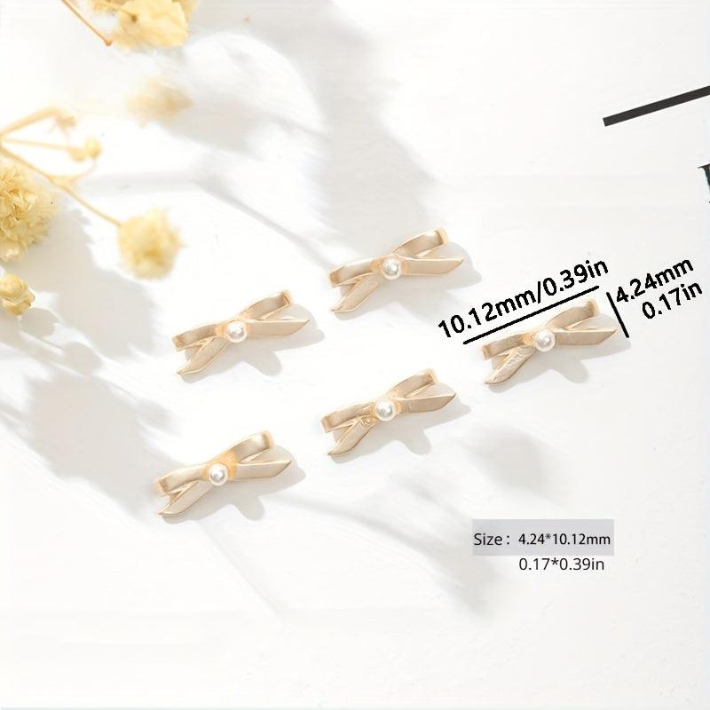 12pcs Ballet Bowknot Nail Charms Pearls 3D Nail Accessories DIY Nail Salons