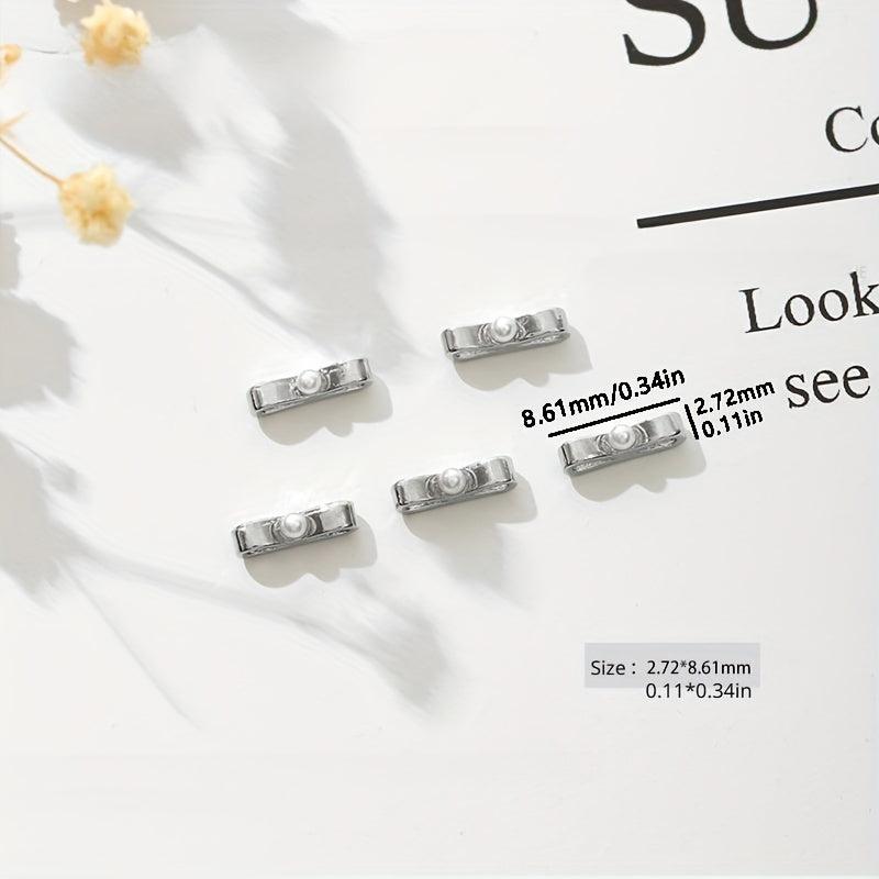 12pcs Ballet Bowknot Nail Charms Pearls 3D Nail Accessories DIY Nail Salons