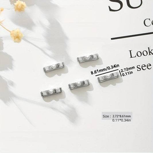 12pcs Ballet Bowknot Nail Charms Pearls 3D Nail Accessories DIY Nail Salons