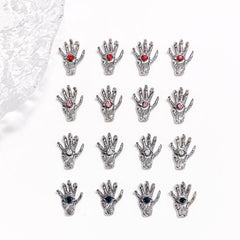 Evil's Eye Hand Nail Art Charms With Rhinestones 3D Alloy Nail Gem Accessories