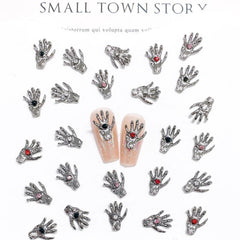 Evil's Eye Hand Nail Art Charms With Rhinestones 3D Alloy Nail Gem Accessories