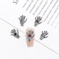 Evil's Eye Hand Nail Art Charms With Rhinestones 3D Alloy Nail Gem Accessories