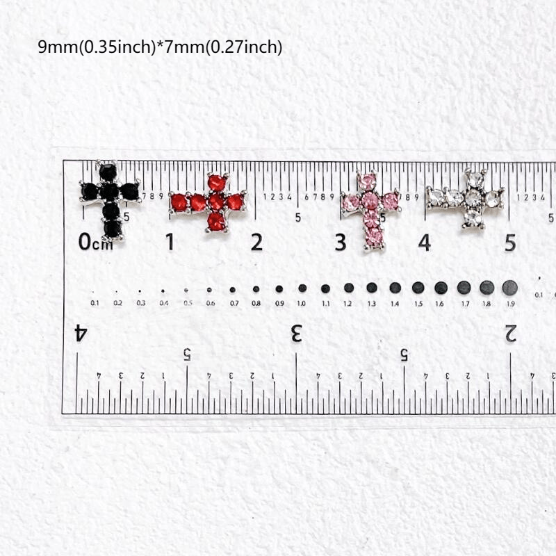Cross Nail Charms With Rhinestones 3D Alloy Cross Shape Nail Gems