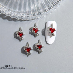 10pcs Star Nail Art Charms with Heart Rhinestones 3D Nail Gems