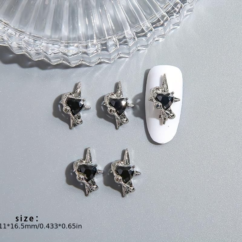 10pcs Star Nail Art Charms with Heart Rhinestones 3D Nail Gems