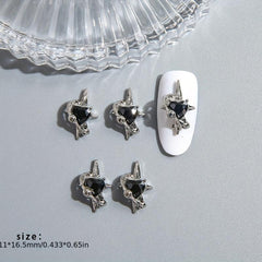 10pcs Star Nail Art Charms with Heart Rhinestones 3D Nail Gems