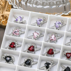 10pcs Star Nail Art Charms with Heart Rhinestones 3D Nail Gems