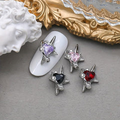 10pcs Star Nail Art Charms with Heart Rhinestones 3D Nail Gems