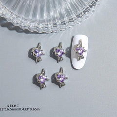 10pcs Star Nail Art Charms with Heart Rhinestones 3D Nail Gems