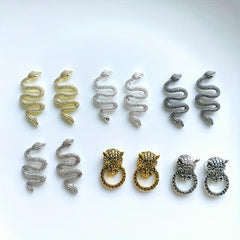 12 Pcs 3D Retro Snake Nail Art Charms Metal Snake Horse Nail Art Accessories