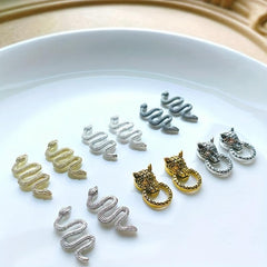 12 Pcs 3D Retro Snake Nail Art Charms Metal Snake Horse Nail Art Accessories
