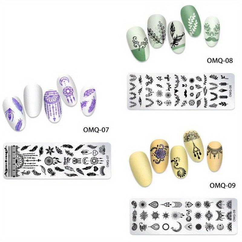 3pcs Nail Art Stamping Templates Set Flower Animal Pattern