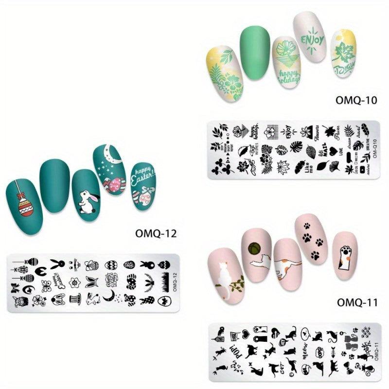 3pcs Nail Art Stamping Templates Set Flower Animal Pattern