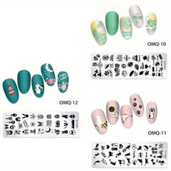 3pcs Nail Art Stamping Templates Set Flower Animal Pattern